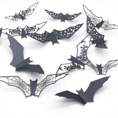 Halloween party 3D hollowed out paper bat wall stickers 墙贴