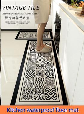 Kitchen waterproof floor mat wipes leave-in carpet 厨房地垫
