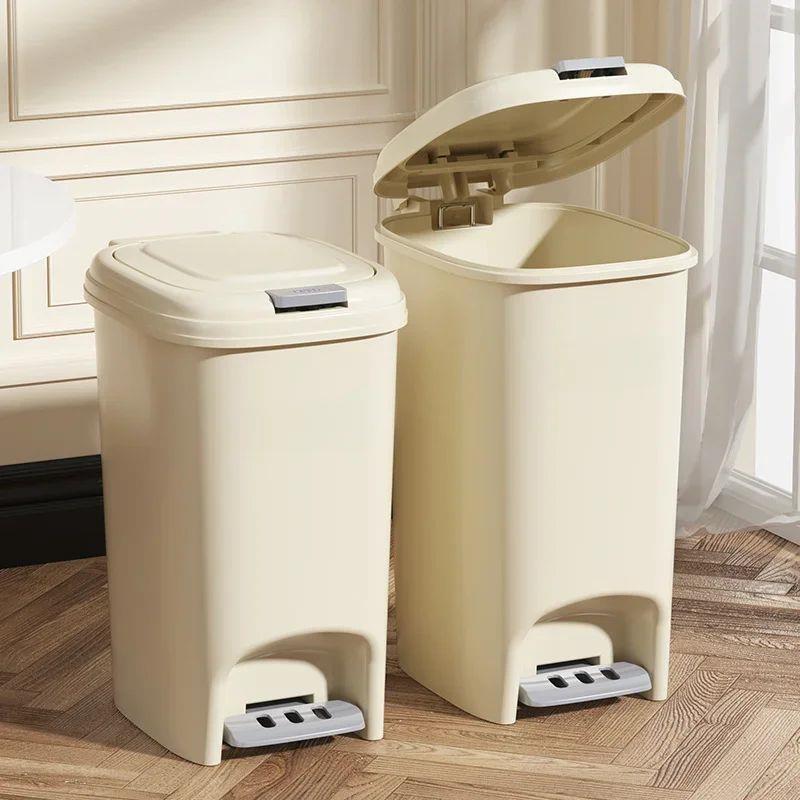 Household High-value Trash Can Light Luxury with Lid Foot Op