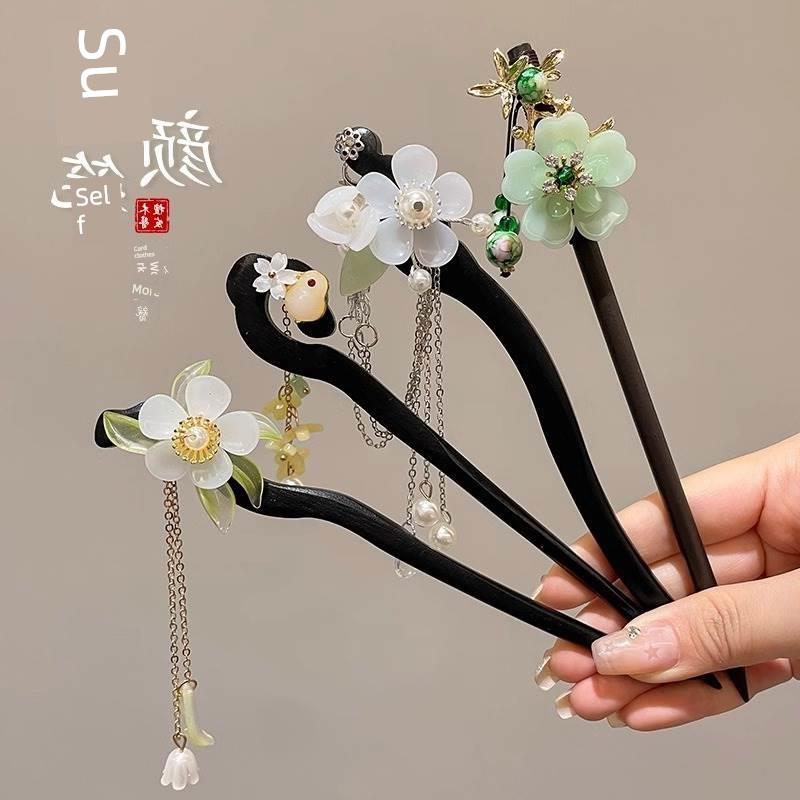 Chinese Hanfu Hair Accessories Hairpins For Women Flower Pe