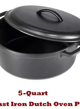 Cast Iron Dutch OvenDeep Pot Pre-Seasoned Bread Bakeware26cm
