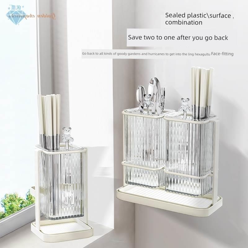 。勺子，叉子，筷子，储藏架，盒子，厨房排水管架