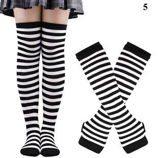 Striped Over Knee High Socks Set For Women Girls Stocking Ar