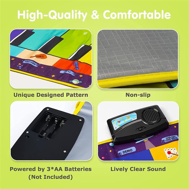 110x36cm Musical Piano Mat for Kids Toddlers Keyboard with 8