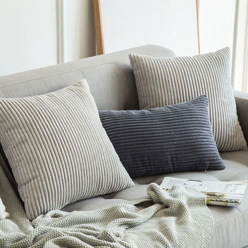 Corduroy Throw Bedroom Cushion Sofa pillowcase纯色毛绒抱枕套