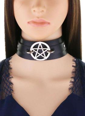 PU punk tendy star-shaped five-pointed star collar necklace
