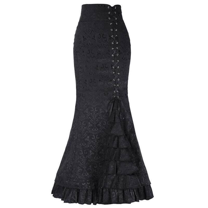 Punk Vintage Jacquard Mermaid Skirt女个性朋克复古提花鱼尾裙