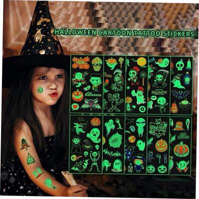 New Glowing Tattoos Stickers Halloween Childrens Cartoo