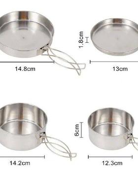 Folding Handle Cookware Stackable Stainless Steel Camping