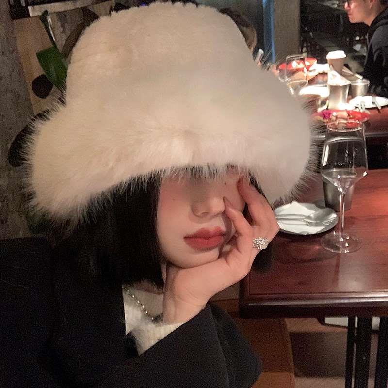 White Fluffy Hat Women