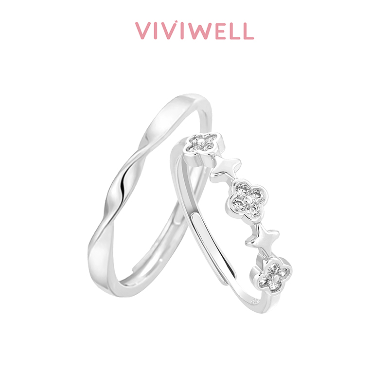 VIVIWELLS925银星花烂漫情侣对戒