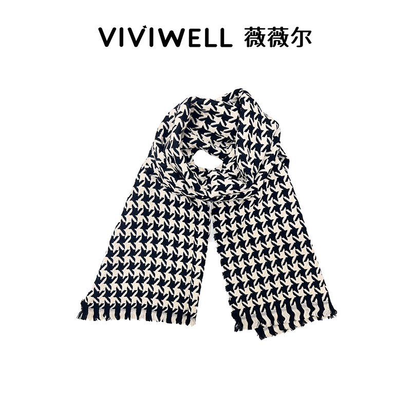 VIVIWELL千鸟格保暖围巾