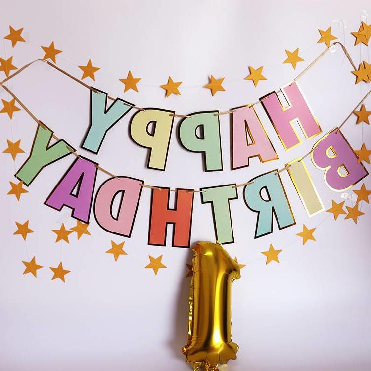 Children's party birthday banner stamping happy birthday ban