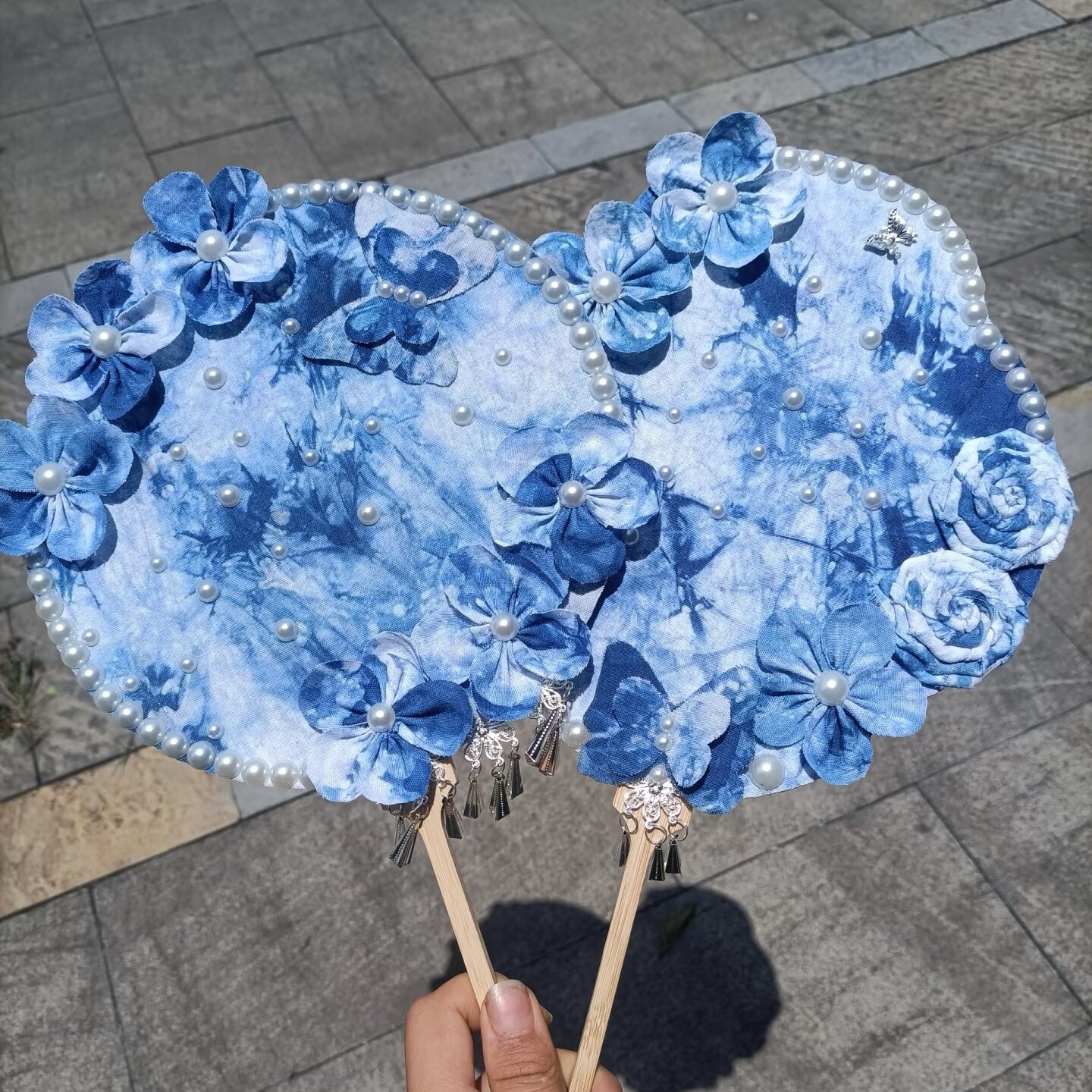 扎染扇子扎染团扇子diy材料包教师节沙龙暖场儿童扎染手工作业