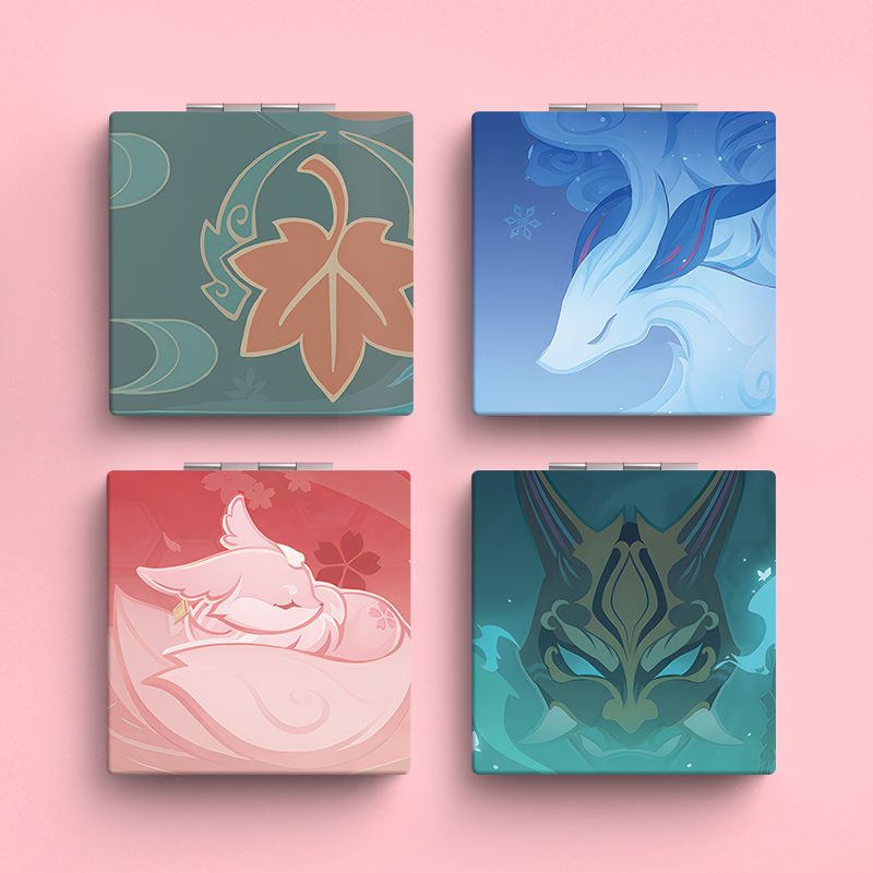 周边枫原万叶魈雷电将军胡桃甘雨刻晴便携化妆小镜子随身带