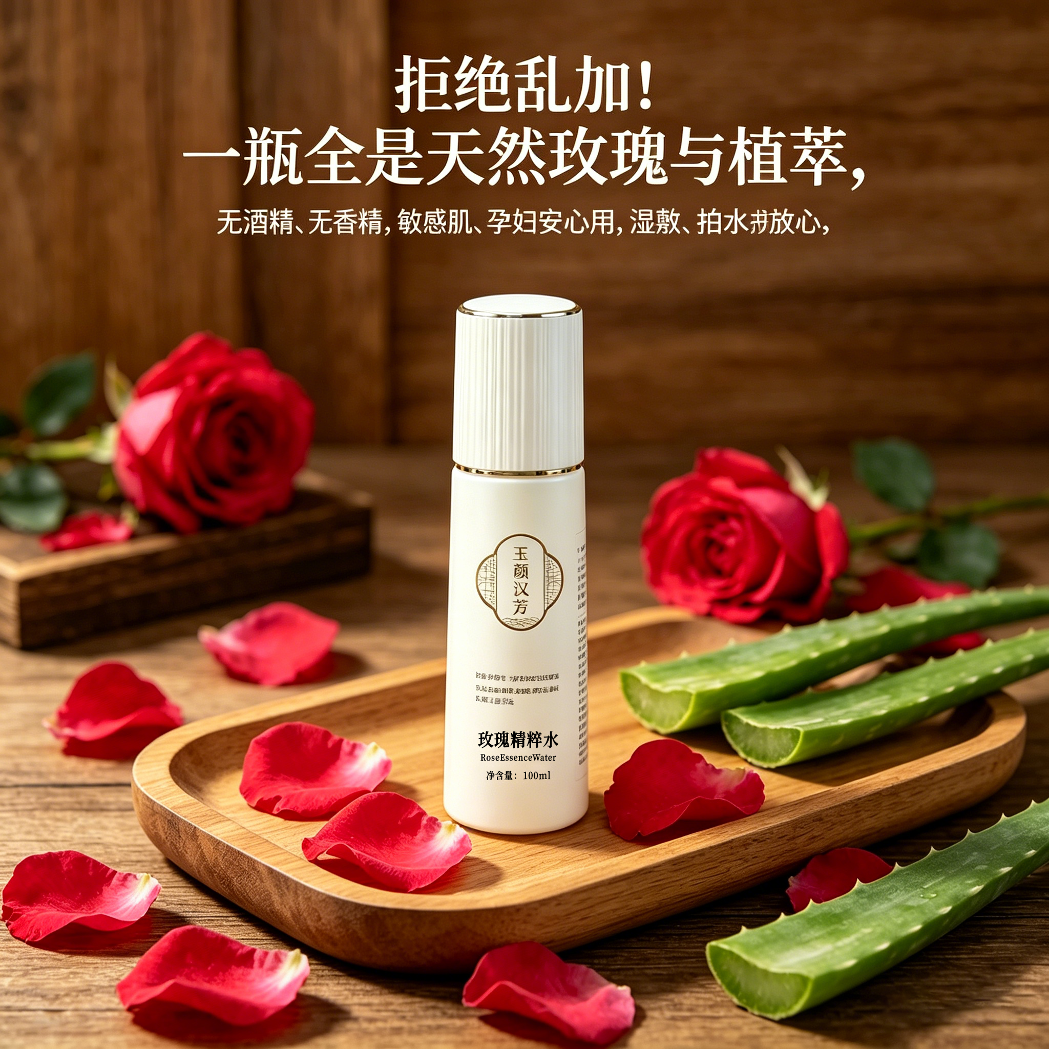 玉颜汉芳玫瑰精粹水 大马士革玫瑰 库拉索芦荟原液 无水配方