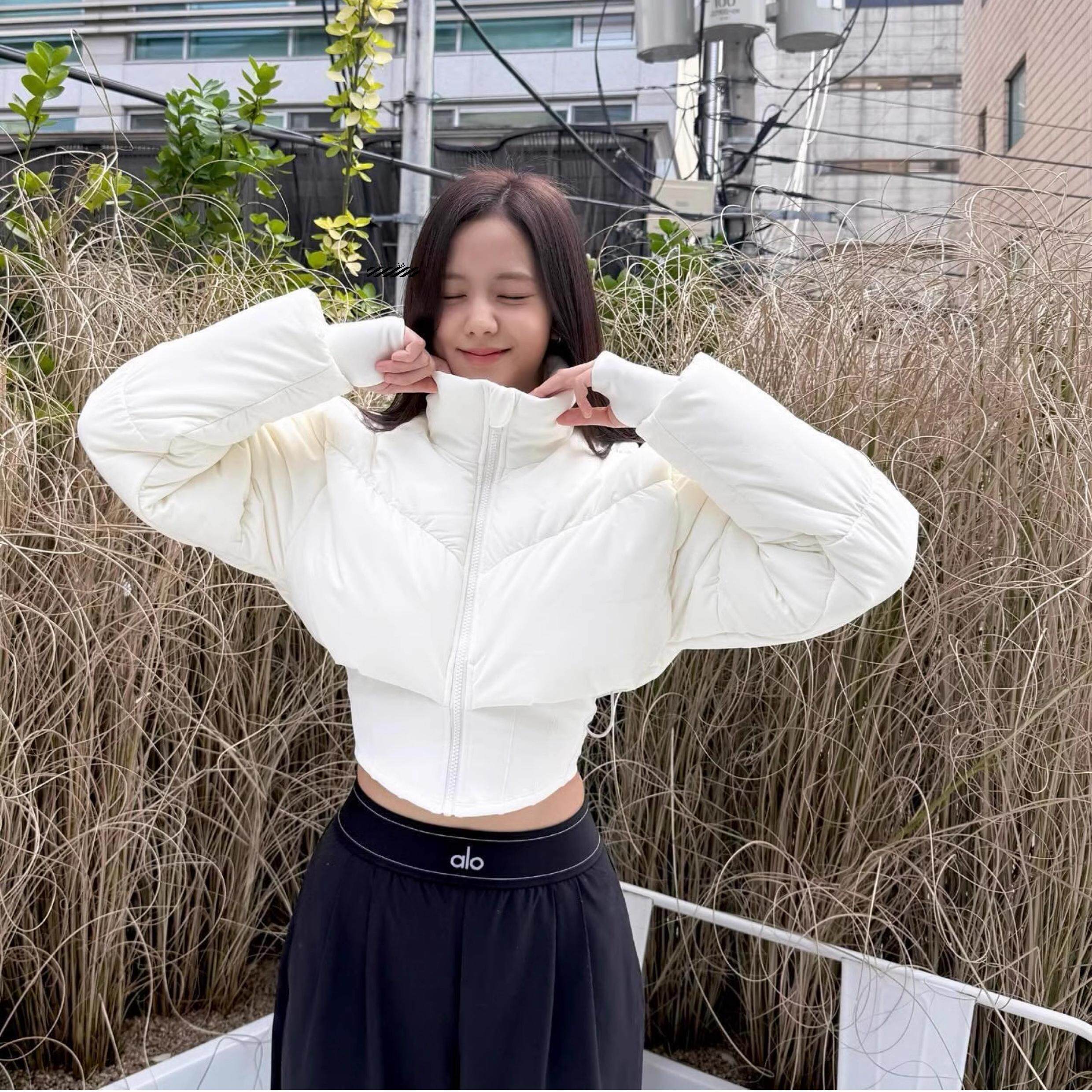 jisoo智秀同款  yoga短款束腰夹克蓬松羽绒服外套立领加厚棉服