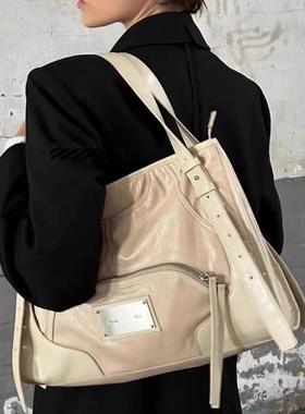 正品 Matinkim 复古亮面机车风波士顿托特包大容量单肩手提腋下包