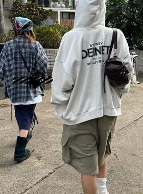 韩国正品国现 Deinet 25新款运动休闲字母连帽卫衣纯棉学院风外套