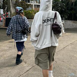 韩国正品国现 Deinet 25新款运动休闲字母连帽卫衣纯棉学院风外套