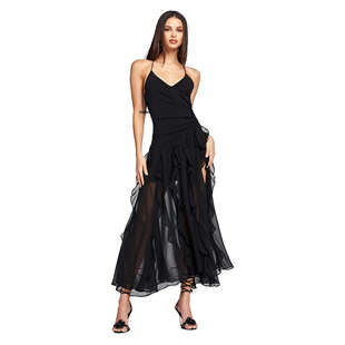 辣妹挂脖后背绑带海带裙层叠荷叶边开叉露背长裙 I.AM.GIA 正品 现