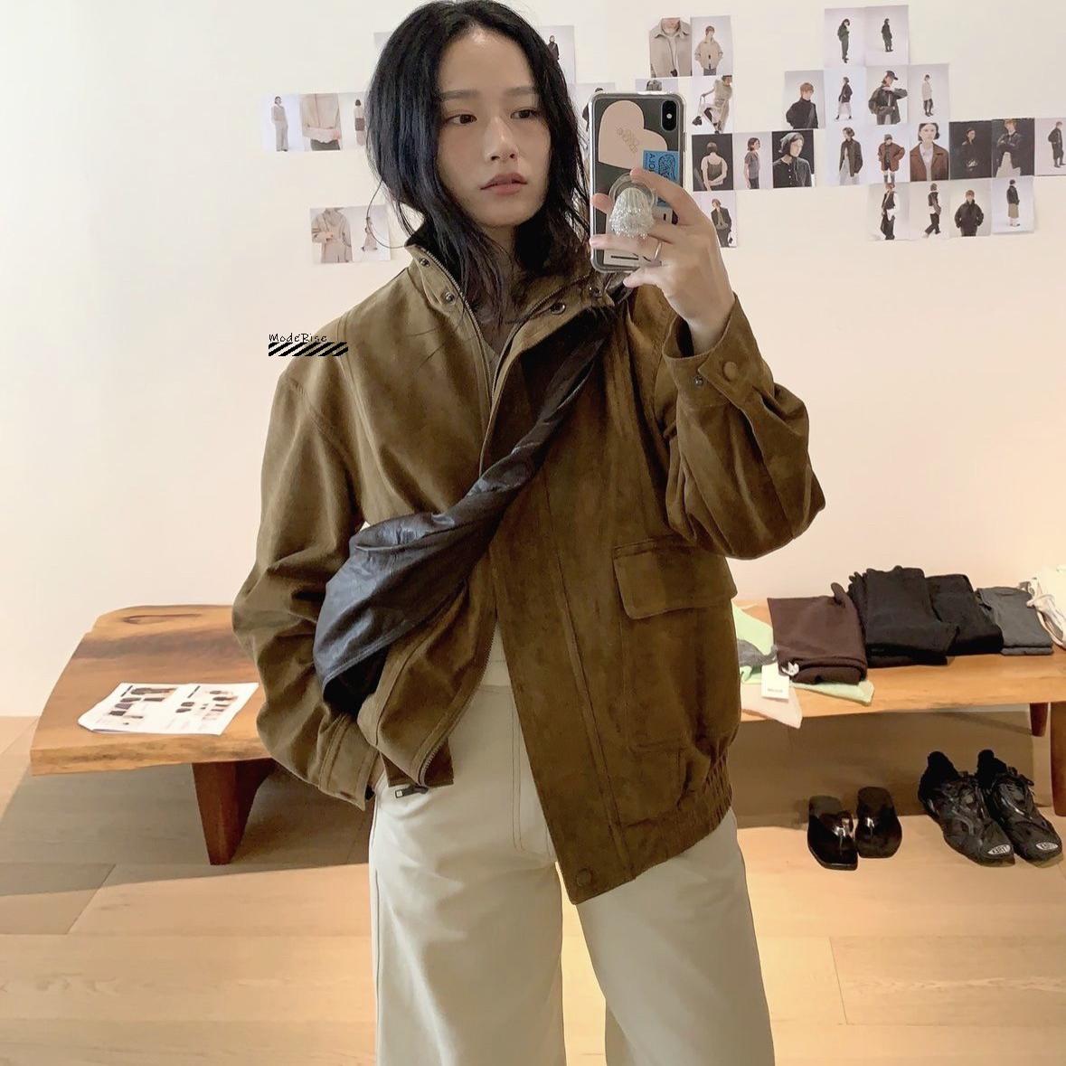 绒面麂皮夹克高级感百搭皮衣外套