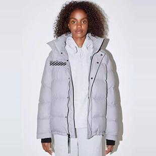 国现速发 Aritzia通勤简约白鹅绒连帽羽绒服极寒加厚保暖拉链外套
