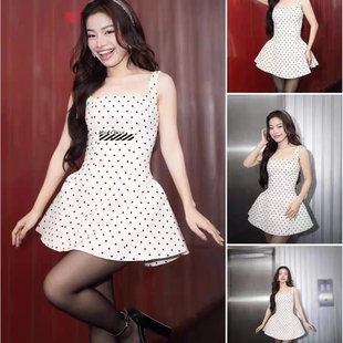 正品授权现货Jennie虞书欣同款越南Lsoul 复古纯欲甜美波点吊带裙