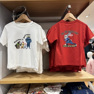 夏日中大童装男孩女童疯狂动物城印花衣服儿童短袖T恤衫朱迪尼克u