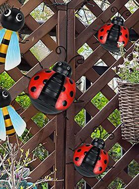 跨境铁艺七星瓢虫庭院壁饰壁挂件创意家居墙饰房间墙上昆虫田园