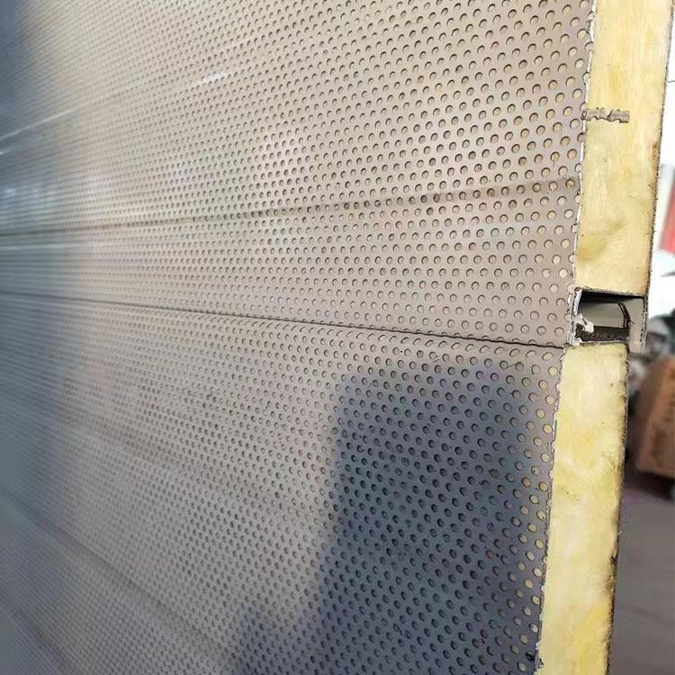 彩涂岩棉吸音板声屏障隔音墙铁路工厂空调外机隔音降噪穿孔隔声板