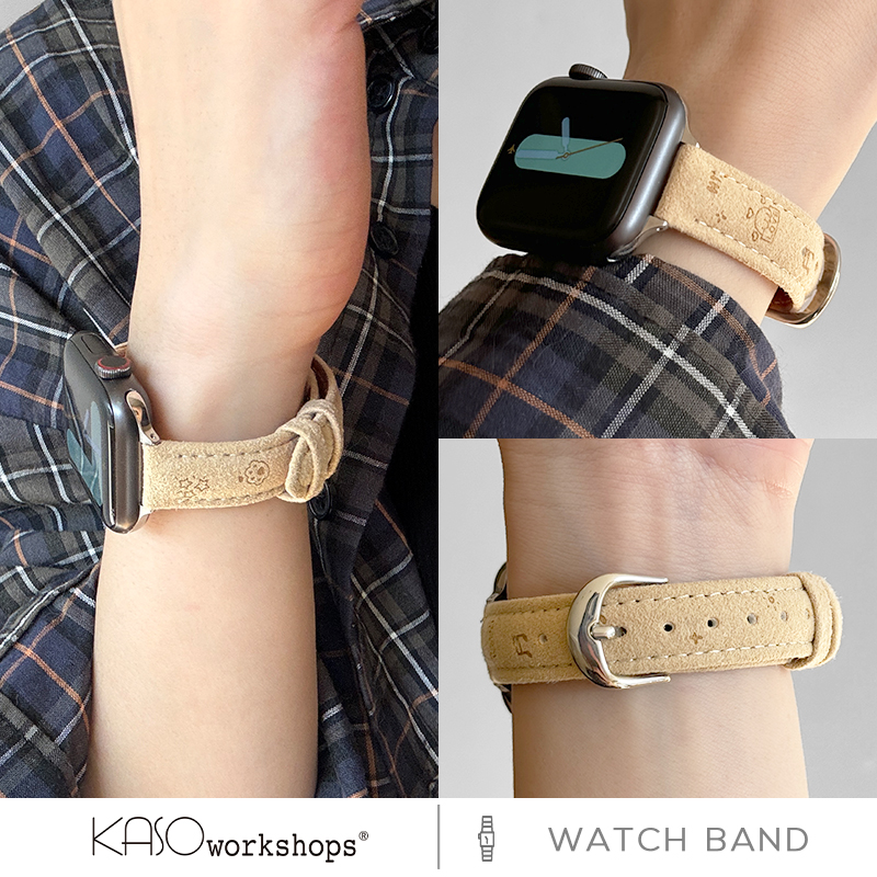 KASO适用applewatch10表带苹果S9手表iwatch9高级感复古真皮小蛮腰卡通时尚SE秋冬女款S8运动小众se皮腕带