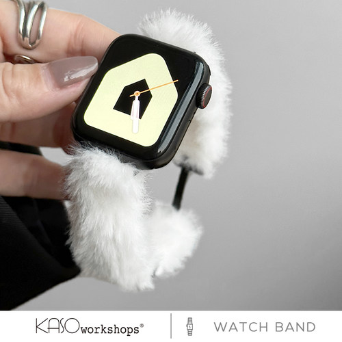 秋冬新款iwatch10毛呢白色表带