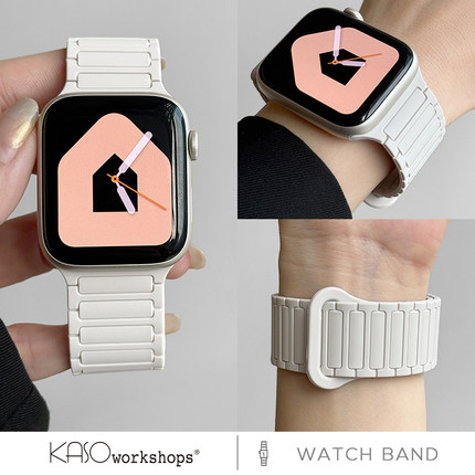 张婧仪同款适用苹果S10手表iwatch9表带applewatch8磁吸S7硅胶S8夏天Ultra2/3男SE运动男女创意明星高级感