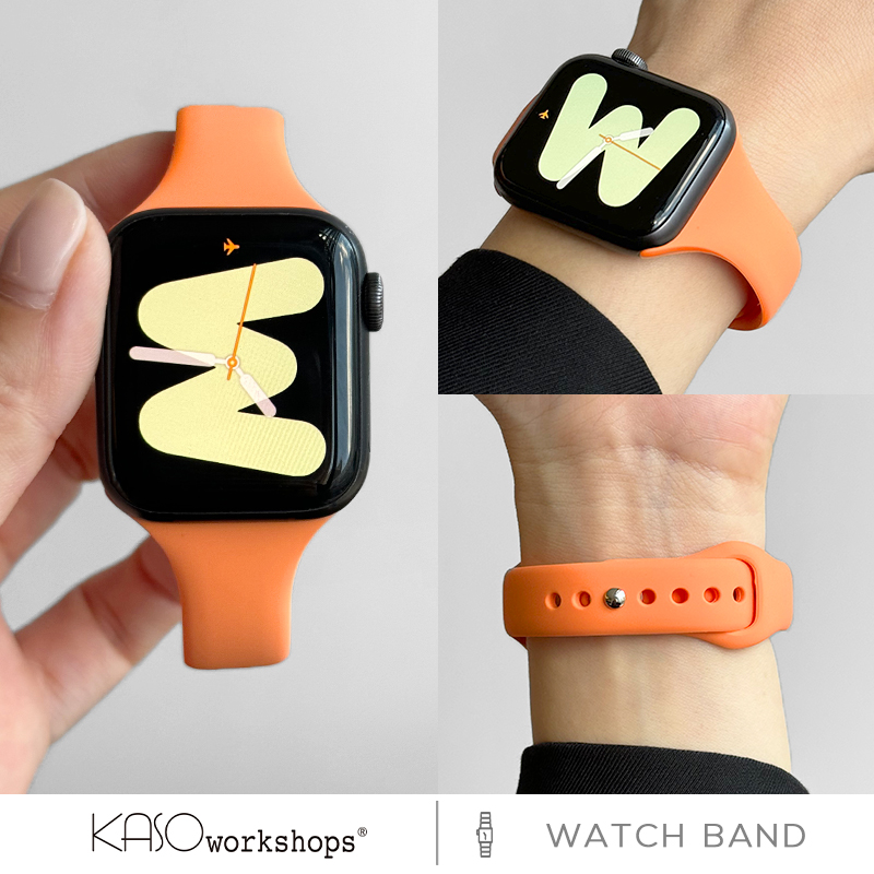 KASO春夏季新款木瓜色运动硅胶iwatch手表带适用苹果applewatch女高级感Ultra小蛮腰透气小众柔软SE女款