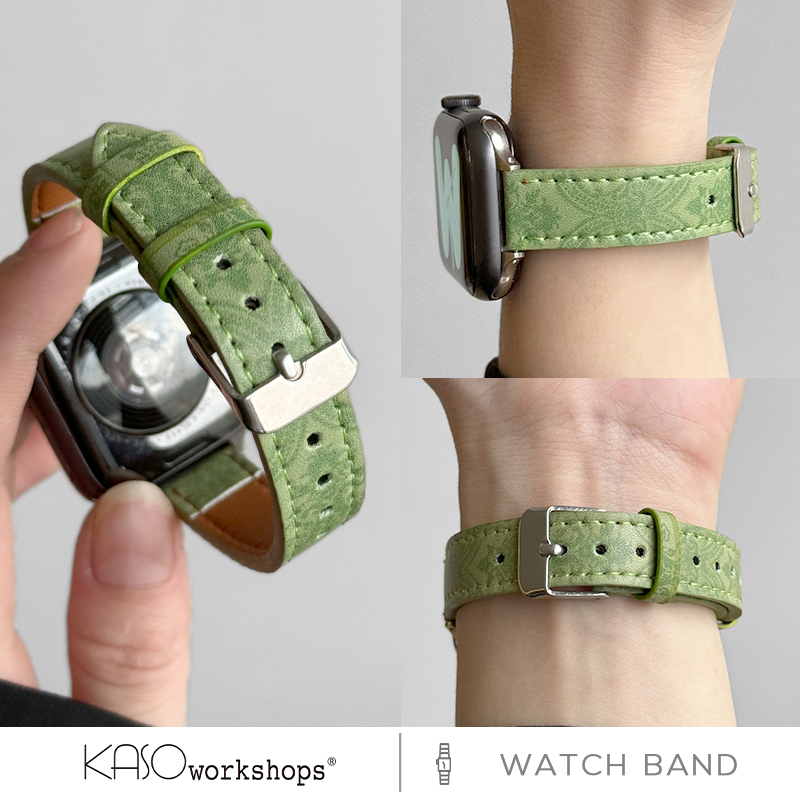 KASO质感细边新款花纹皮质适用iWatch表带S9简约时尚S10苹果手表applewatch8小众Se高级感秋冬ULtra女款潮