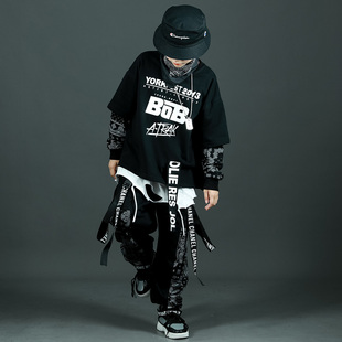 男童街舞套装春秋长袖儿童嘻哈耍酷两件套少儿洋气潮服走秀演出服
