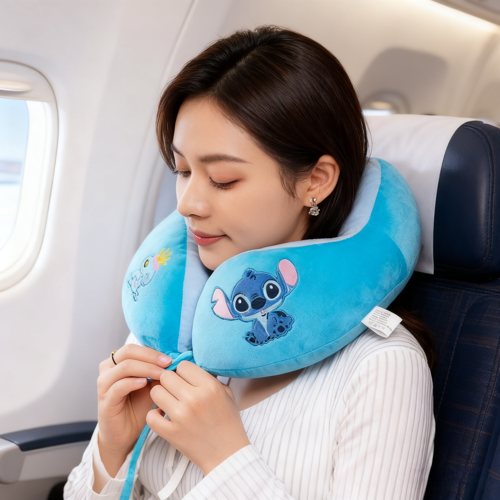 卡通史迪仔U型枕护颈枕睡觉颈椎枕旅行便携午睡枕办公室靠枕脖枕