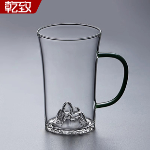 杯子玻璃杯加厚耐高温高颜值个人专用办公室绿茶泡茶杯带把手男士