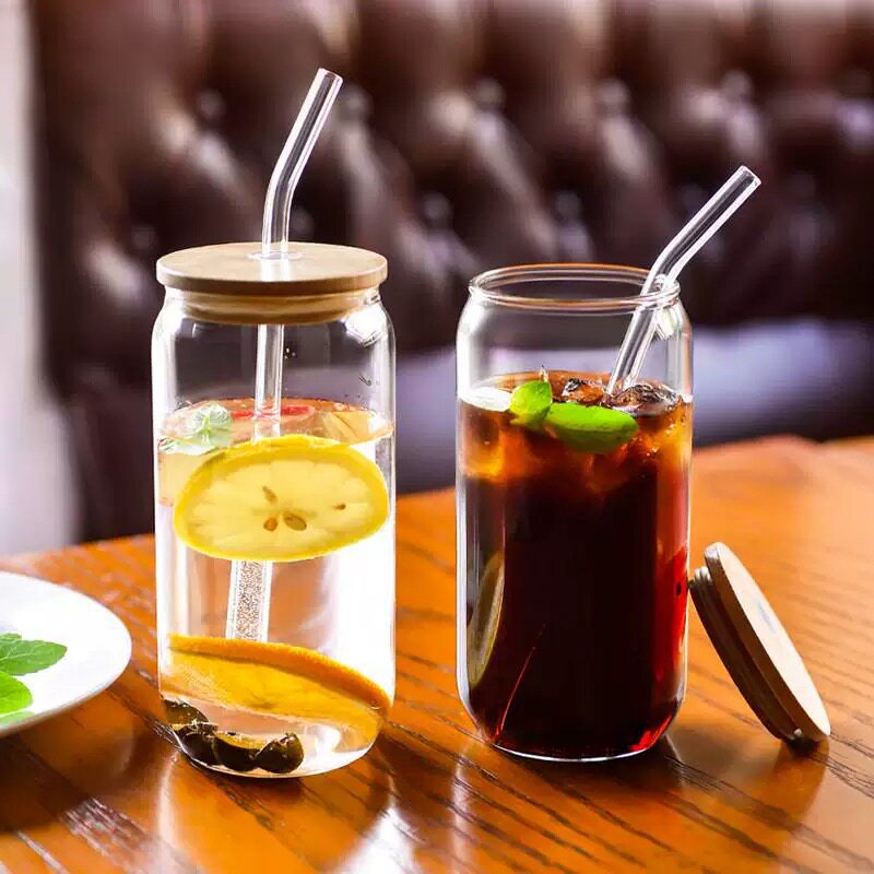 高颜值玻璃杯女ins风新款大容量耐高温果汁咖啡杯吸管杯带盖水杯