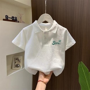 男童女童薄款 T恤2025新款 打底衫 上衣 纯棉夏季 短袖 儿童套装 Polo衫