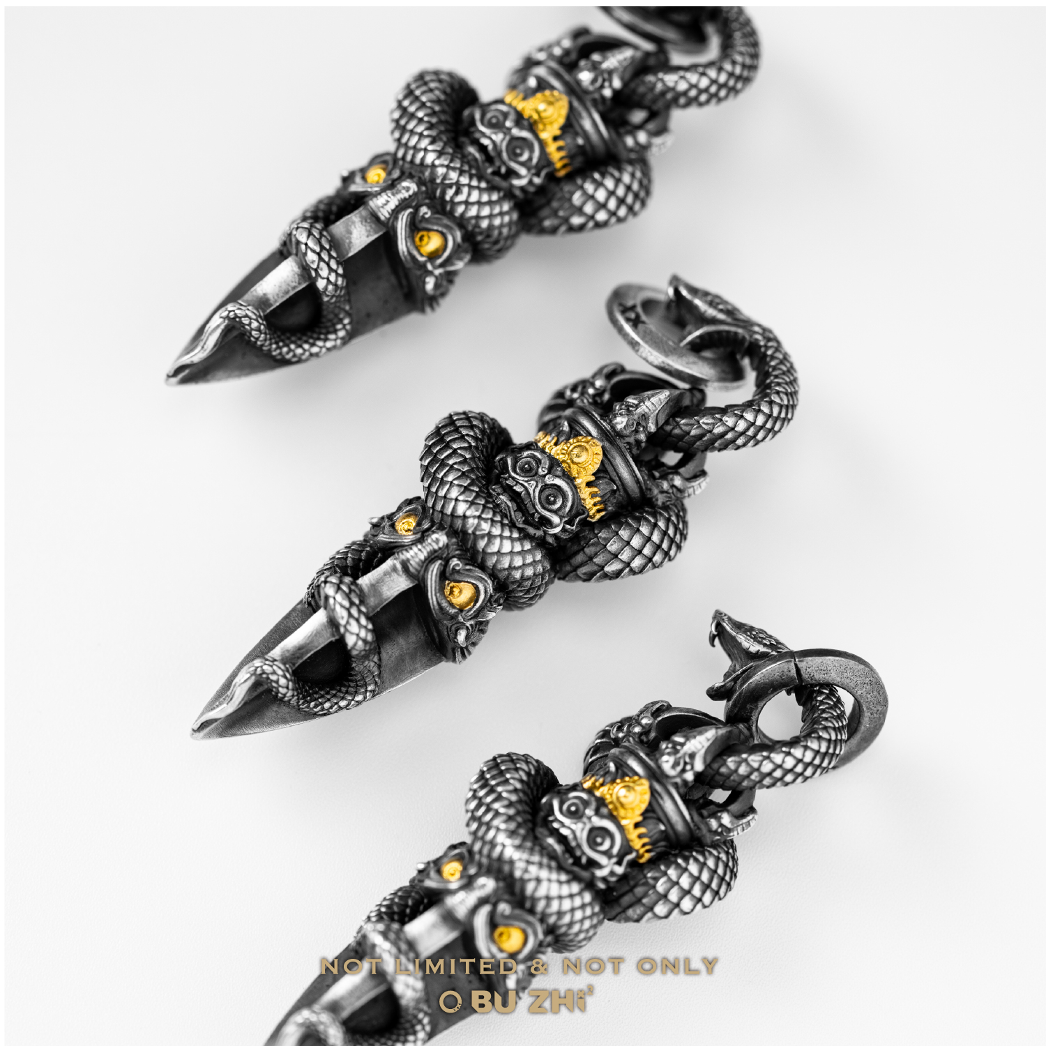 不止巨蛇金刚橛吊坠925银贴金