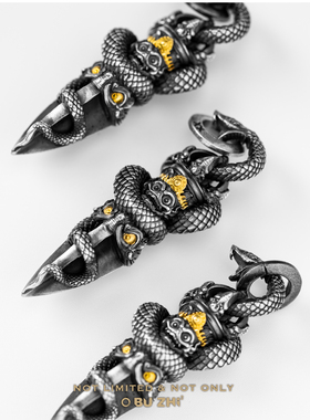 不止巨蛇金刚橛吊坠925银贴金