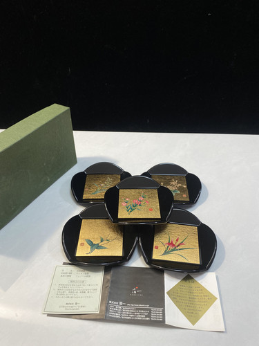 日本中古漆器沈金金莳绘金箔工艺果子皿壶承糕点盘餐盘赏盘尾货