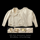 Mvc&Co.匠织 复古原棉胚布米白14.7OZ英式 斜拉链机车夹克391J