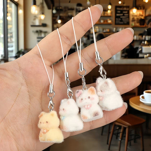 可爱植绒猫咪手机绳立体