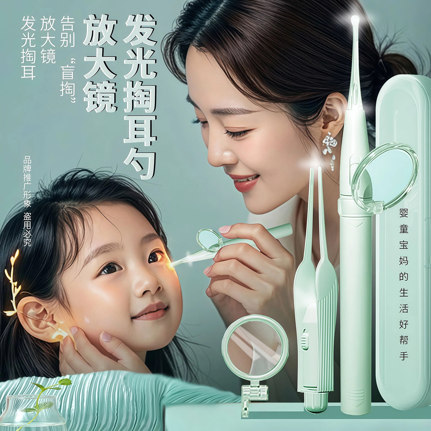 掏耳勺带灯发光掏耳工具硅胶儿童