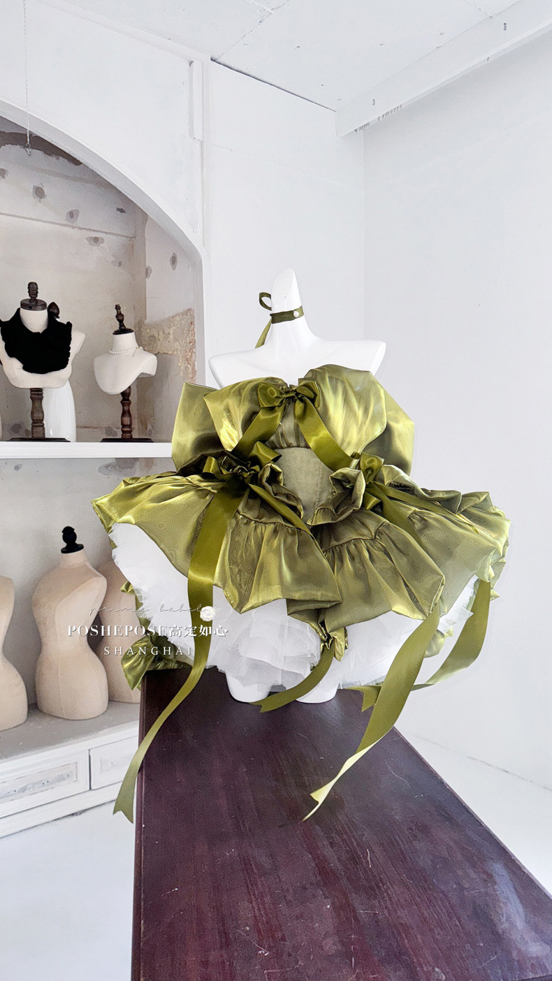 POSHEPOSE高定如心公主.睡美人.绿连衣裙公主裙