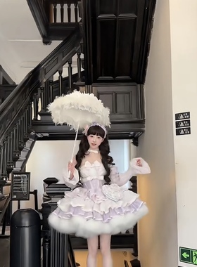 POSHE洛丽塔高定如心小偶像登台星DAI露棉布蛋糕裙公主裙复古华丽
