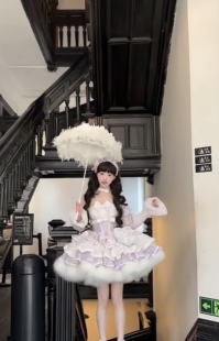 POSHE洛丽塔高定如心小偶像登台星DAI露棉布蛋糕裙公主裙复古华丽